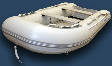 Inflatable fishing boat with fiberglass floor