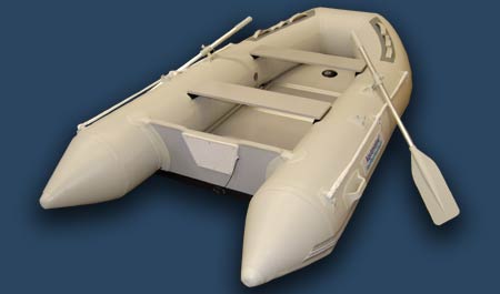 Inflatable fishing boat with wooden floor