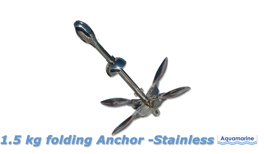 Accessories for 7.5 FT INFLATABLE DINGHY PRO HEAVY DUTY  WATERLINE-Folding Grapnel anchor 1.5 kg stainless 3.3 lb 