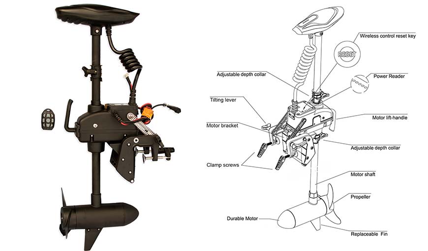Related Products Trolling motor 55 lbs electric outboard shortshaft-Trolling motor 55 lb remote controlled short