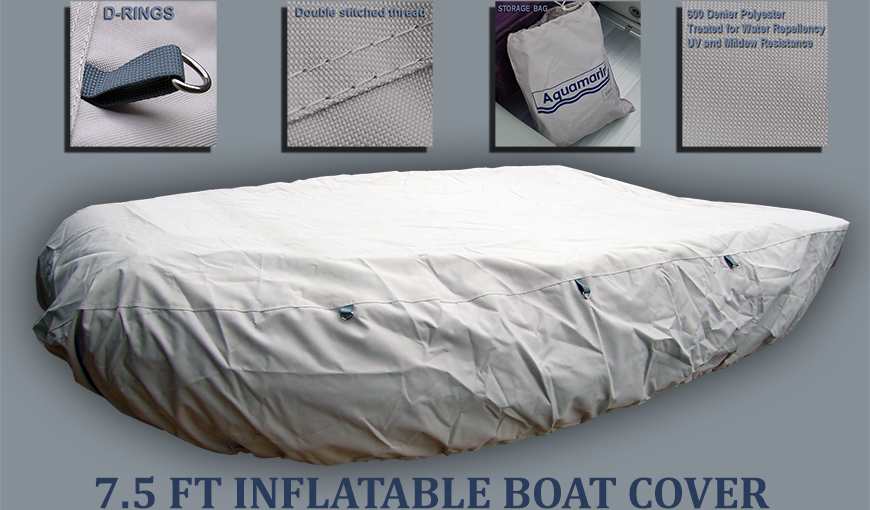 Accessories for 7.4' inflatable boat w FIBERGLASS FLOOR (GYF 230)-7.5 ft boat cover (240cm) w: 62 inches
